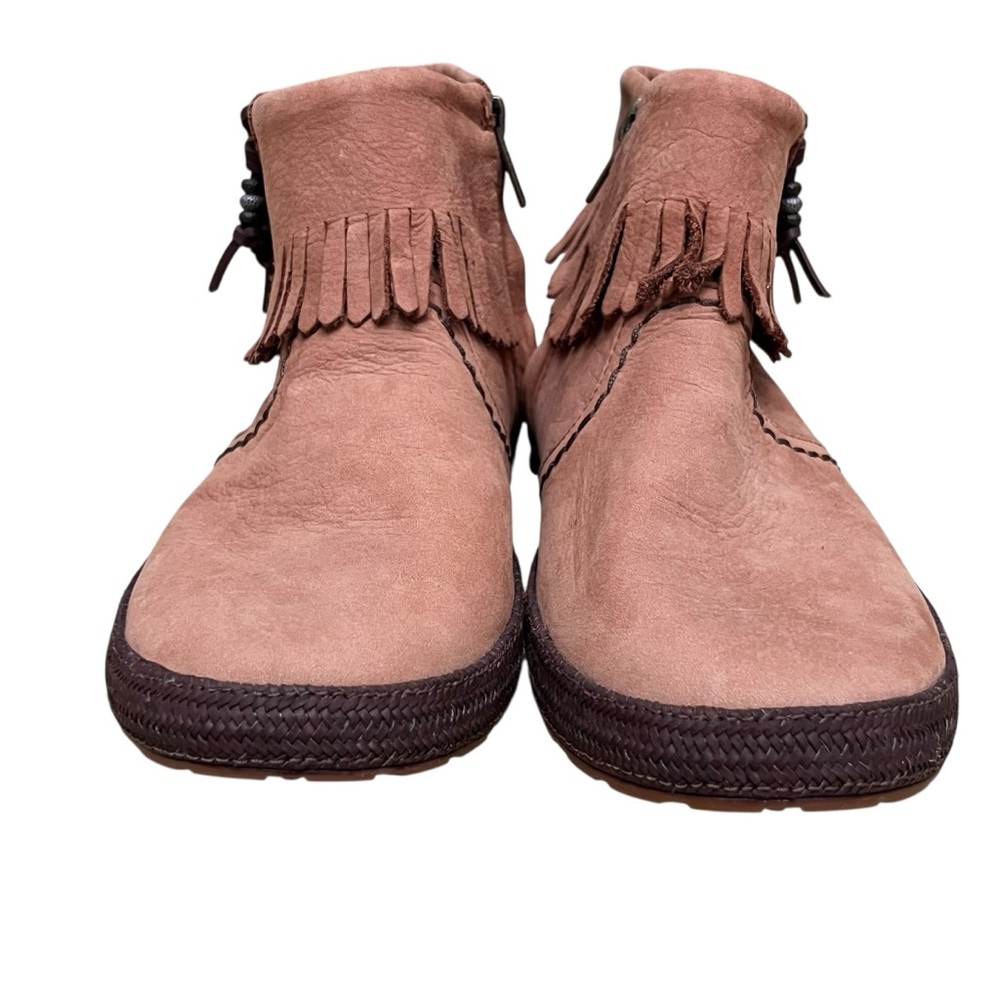 UGG Tiana Fringe Ankle Booties Brown Leather Side Zip Sz 7.5 - Picture 6 of 11